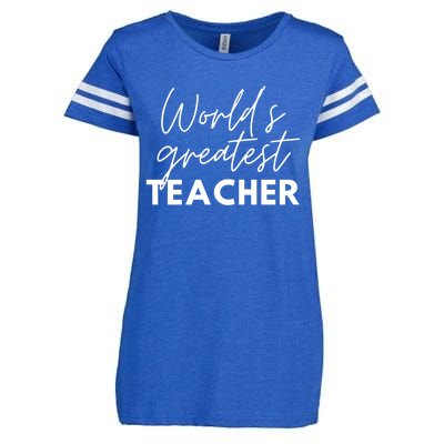 World's Greatest Teacher Funny Proud Teacher Appreciation Gift Enza Ladies Jersey Football T-Shirt