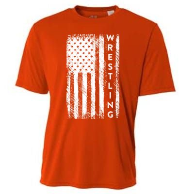 Wrestling Gift Usa American Flag Wrestling Gift Cooling Performance Crew T-Shirt