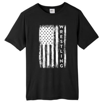 Wrestling Gift Usa American Flag Wrestling Gift Tall Fusion ChromaSoft Performance T-Shirt