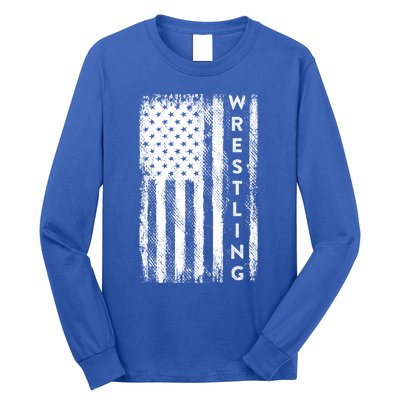 Wrestling Gift Usa American Flag Wrestling Gift Long Sleeve Shirt