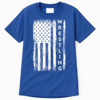 Wrestling Gift Usa American Flag Wrestling Gift Tall T-Shirt