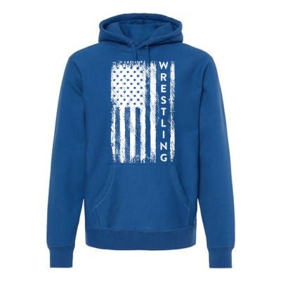 Wrestling Gift Usa American Flag Wrestling Gift Premium Hoodie