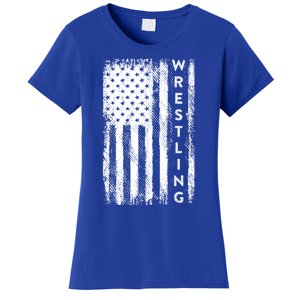 Wrestling Gift Usa American Flag Wrestling Gift Women's T-Shirt