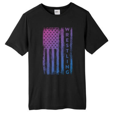 Wrestling Gift Usa American Flag Wrestling Gift Tall Fusion ChromaSoft Performance T-Shirt