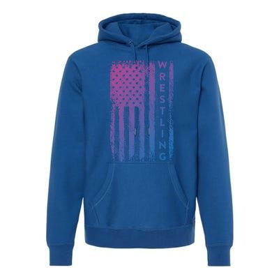 Wrestling Gift Usa American Flag Wrestling Gift Premium Hoodie