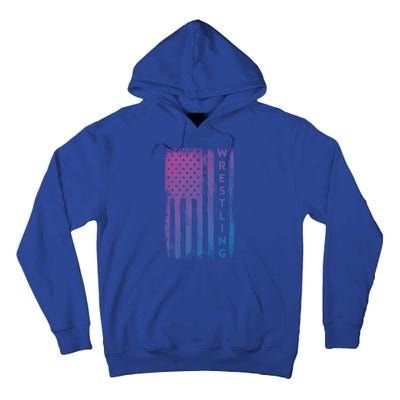 Wrestling Gift Usa American Flag Wrestling Gift Tall Hoodie