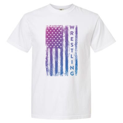 Wrestling Gift Usa American Flag Wrestling Gift Garment-Dyed Heavyweight T-Shirt