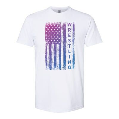 Wrestling Gift Usa American Flag Wrestling Gift Softstyle CVC T-Shirt