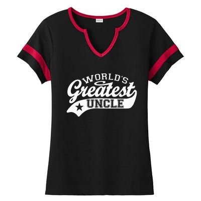 Worlds Greatest Uncle Funny Fathers Day Ladies Halftime Notch Neck Tee