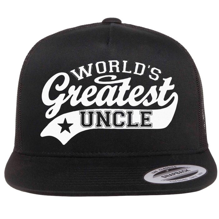 Worlds Greatest Uncle Funny Fathers Day Flat Bill Trucker Hat