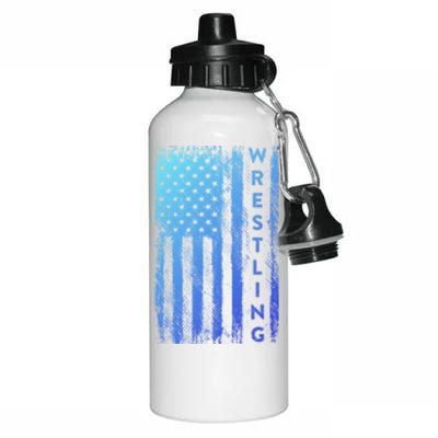 Wrestling Gift Usa American Flag Wrestling Gift Aluminum Water Bottle