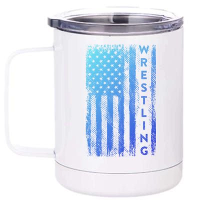 Wrestling Gift Usa American Flag Wrestling Gift 12 oz Stainless Steel Tumbler Cup