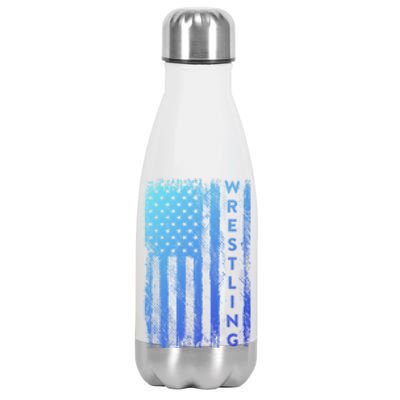 Wrestling Gift Usa American Flag Wrestling Gift Stainless Steel Insulated Water Bottle