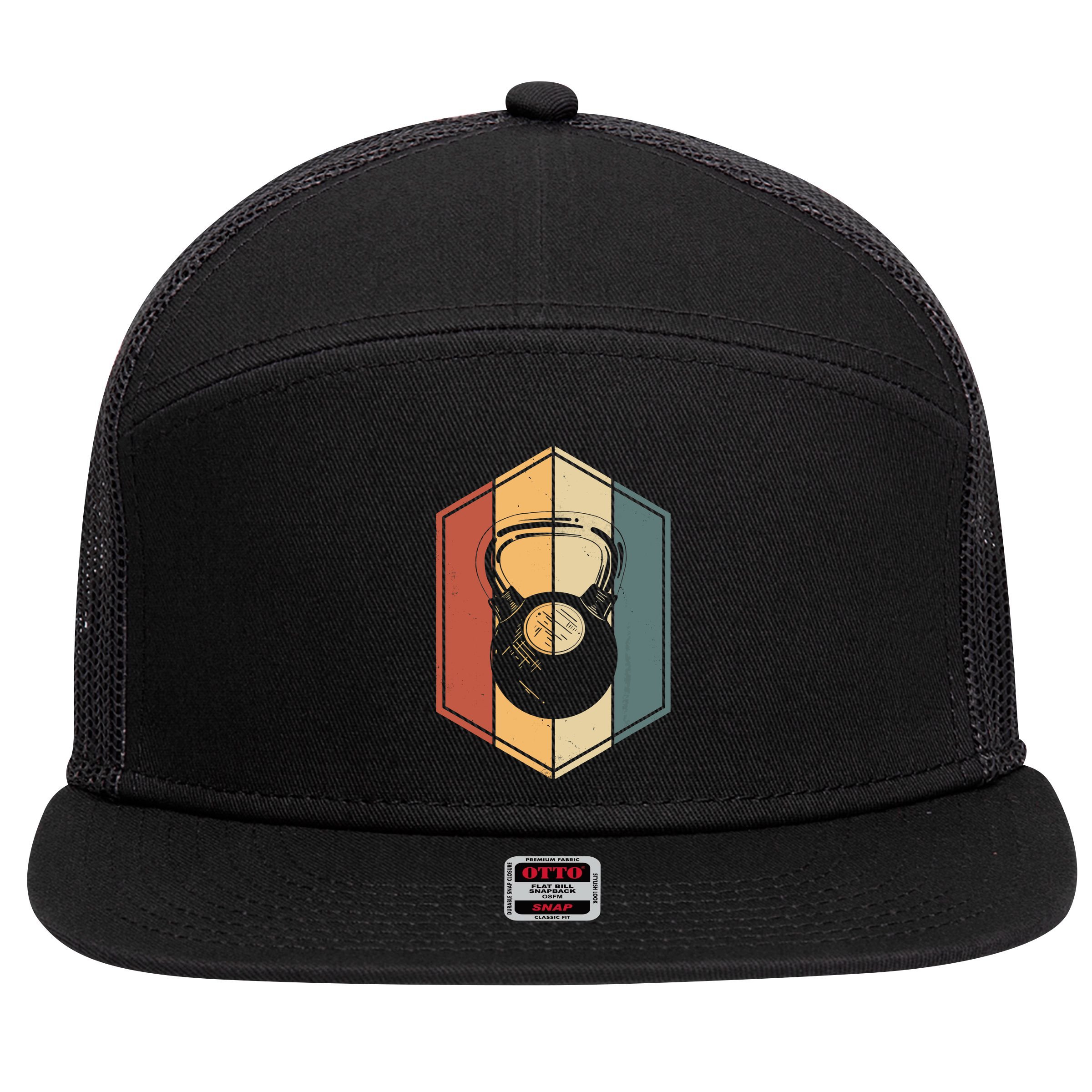 Workout Gifts Vintage Kettlebell Fitness Gym Weight Lifting 7 Panel Mesh Trucker Snapback Hat