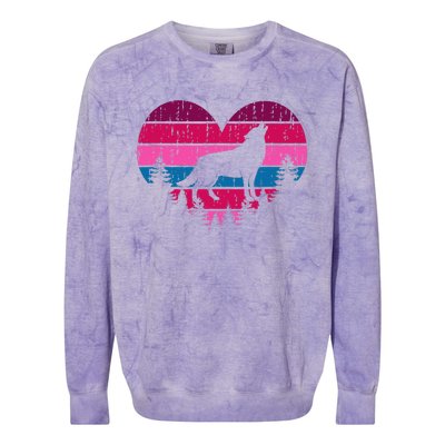 Wolf Girl Valentines Day Vintage Cute Loves Wolves Colorblast Crewneck Sweatshirt