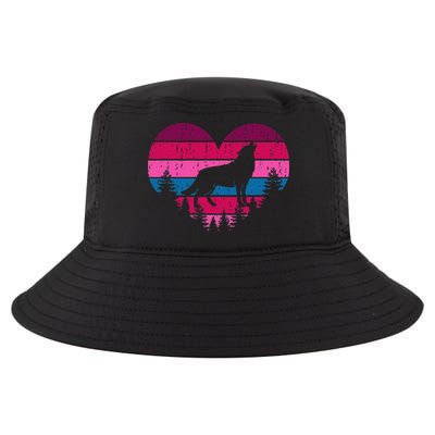 Wolf Girl Valentines Day Vintage Cute Loves Wolves Cool Comfort Performance Bucket Hat