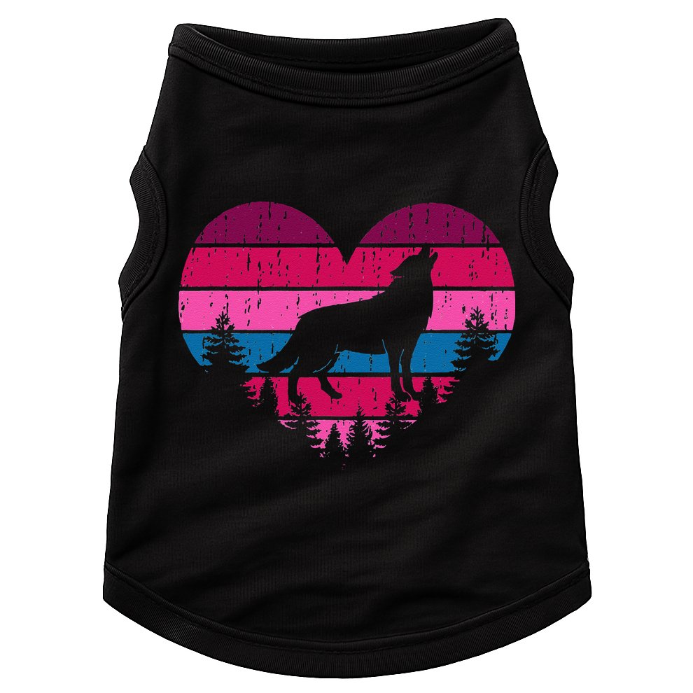 Wolf Girl Valentines Day Vintage Cute Loves Wolves Doggie Tank