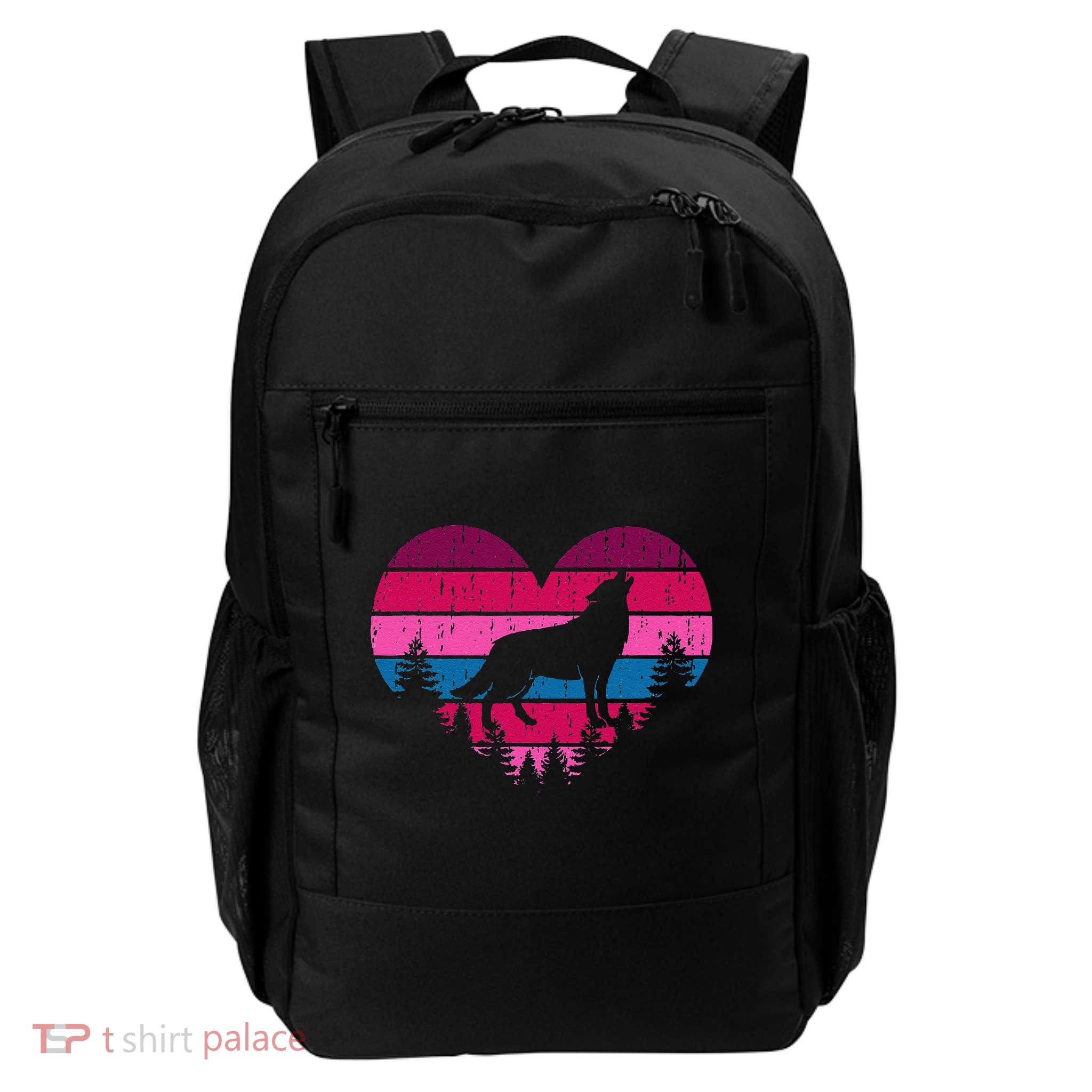 Wolf Girl Valentines Day Vintage Cute Loves Wolves Backpack