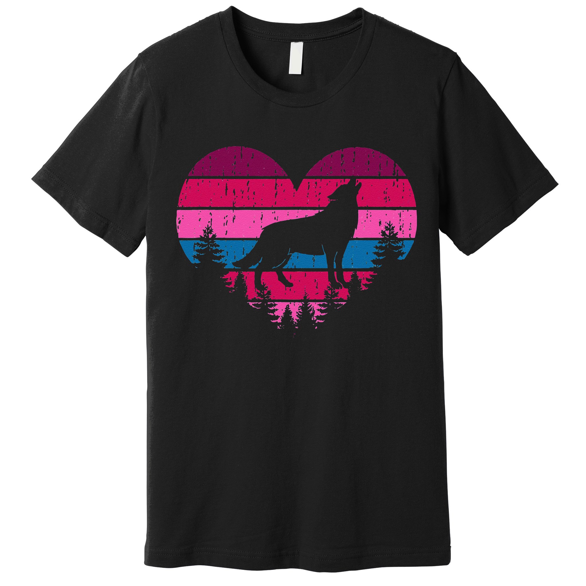 Wolf Girl Valentines Day Vintage Cute Loves Wolves Premium T-Shirt