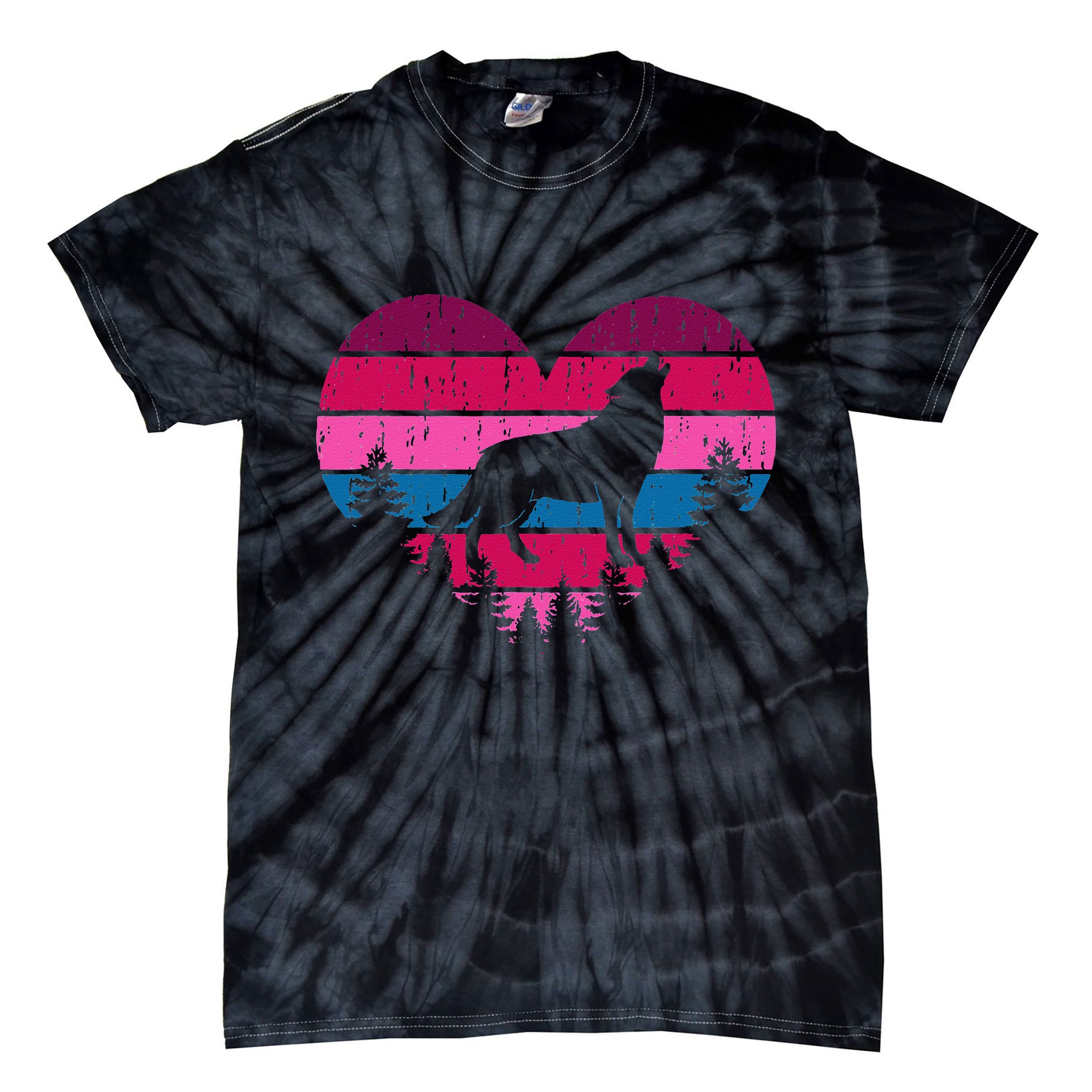 Wolf Girl Valentines Day Vintage Cute Loves Wolves Tie-Dye T-Shirt