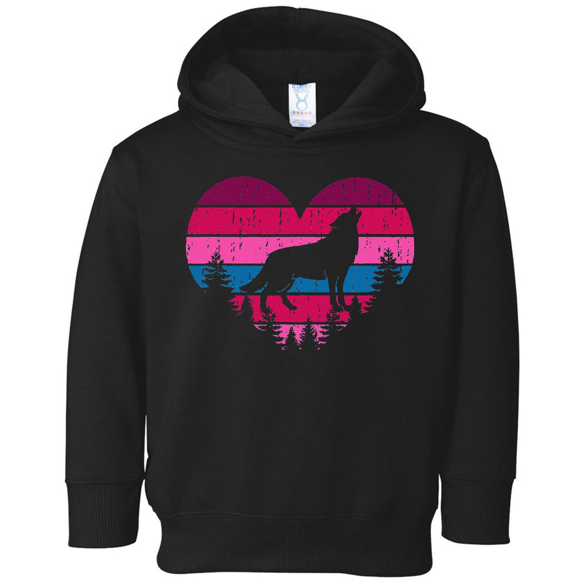 Wolf Girl Valentines Day Vintage Cute Loves Wolves Toddler Hoodie