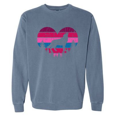 Wolf Girl Valentines Day Vintage Cute Loves Wolves Garment-Dyed Sweatshirt