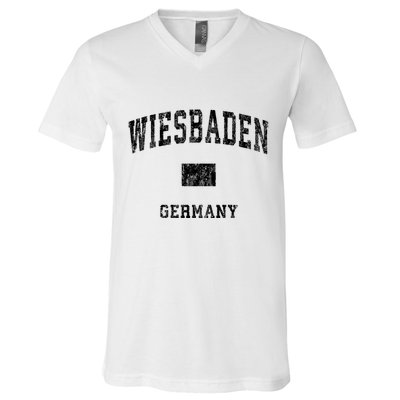 Wiesbaden Germany Vintage Athletic Sports Design Hoodie V-Neck T-Shirt