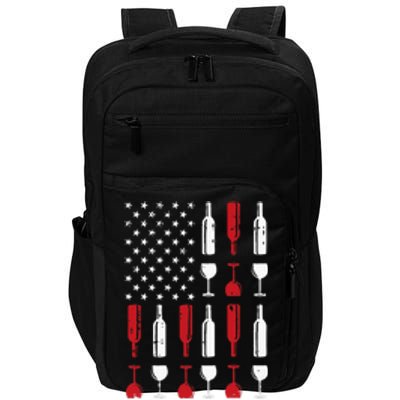 Wine Glass Vintage Usa Flag Patriotic Drinker Impact Tech Backpack