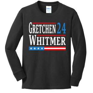 Wo Gretchen Whitmer 2024 For President Election Campaign V-Neck Kids Long Sleeve Shirt