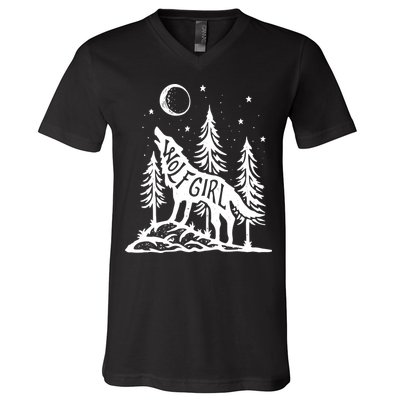 Wolf Girl Who Loves Wolves Funny Animal Lovers Women Outdoor TShirt V-Neck T-Shirt