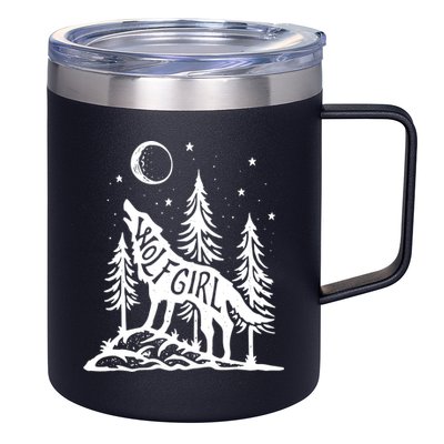 Wolf Girl Who Loves Wolves Funny Animal Lovers Women Outdoor TShirt 12oz Stainless Steel Coffee Mug