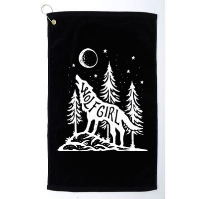 Wolf Girl Who Loves Wolves Funny Animal Lovers Women Outdoor TShirt Platinum Collection Golf Towel