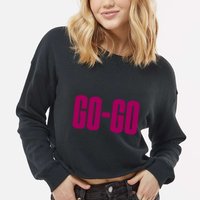 Wham Gogo With Pink Text Cropped Pullover Crew