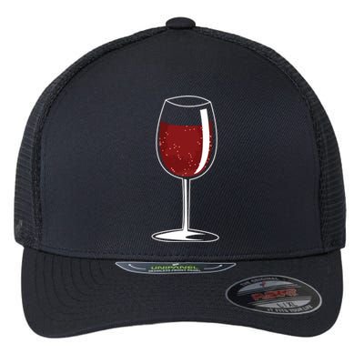 Wine Glass With Red Wine Flexfit Unipanel Trucker Cap