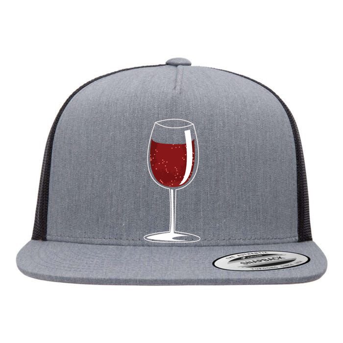 Wine Glass With Red Wine Flat Bill Trucker Hat