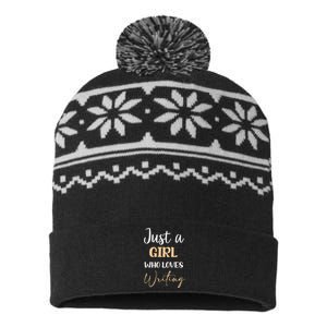 Writing Girl Who Loves Gift Funny Writer Lover Outfit Gift USA-Made Snowflake Beanie