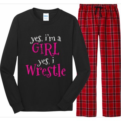 Wrestler Girl Wrestling Gift Vintage Long Sleeve Pajama Set