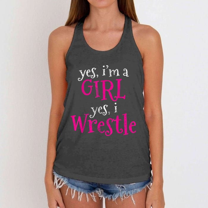 Wrestler Girl Wrestling Vintage Women's Knotted Racerback Tank