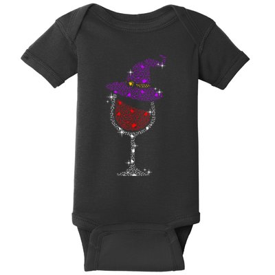 Wine Glass Witch Bling Rhinestone Halloween Spooky Party Baby Bodysuit