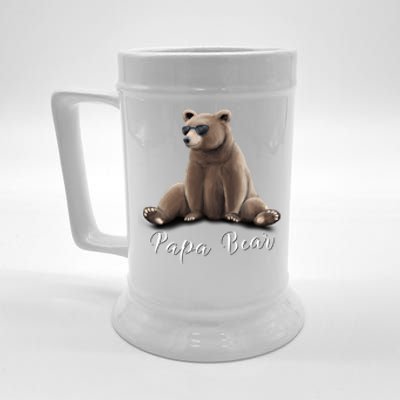 Watercolor Grizzly Wearing Sunglasses Fathers Day Papa Bear Funny Gift Beer Stein