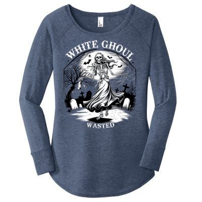 White Ghoul Wasted Funny Halloween Drinking Party Women Halloween Costume Women's Perfect Tri Tunic Long Sleeve Shirt