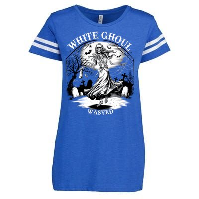 White Ghoul Wasted Funny Halloween Drinking Party Women Halloween Costume Enza Ladies Jersey Football T-Shirt