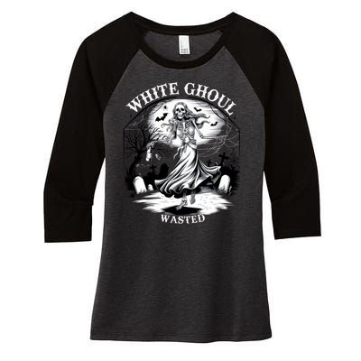 White Ghoul Wasted Funny Halloween Drinking Party Women Halloween Costume Women's Tri-Blend 3/4-Sleeve Raglan Shirt