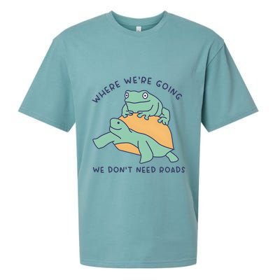 WeRe Going We DonT Need Roads Sueded Cloud Jersey T-Shirt