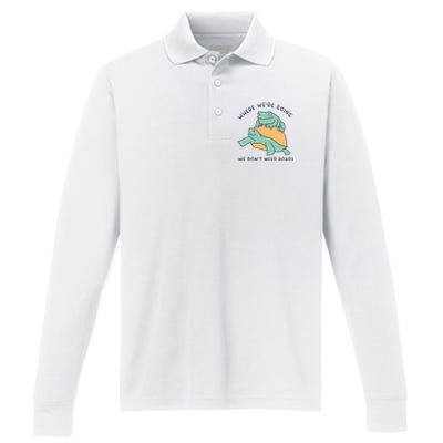 WeRe Going We DonT Need Roads Performance Long Sleeve Polo