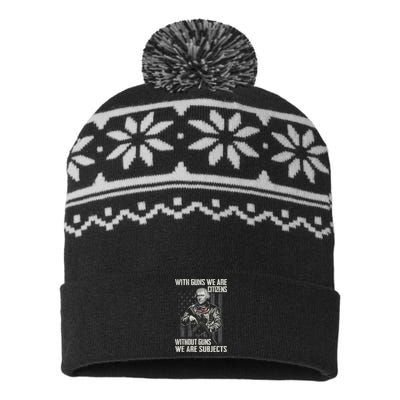 With Guns We Are Citizens Without Guns We Are Subjects USA-Made Snowflake Beanie