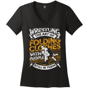 Wrestling Gifts  Wrestlers Wrestle Coach Boys  Women's V-Neck T-Shirt