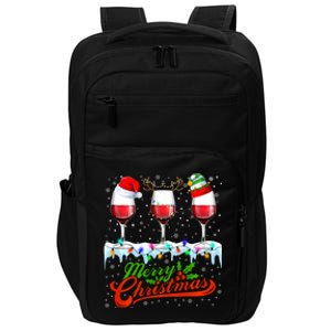 Wine Glass Xmas Christmas Wine Santa Hat Elf Reindeer Lights Impact Tech Backpack