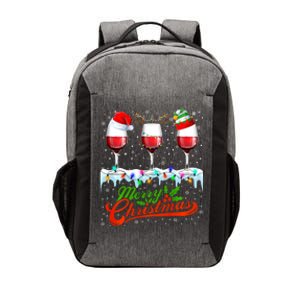 Wine Glass Xmas Christmas Wine Santa Hat Elf Reindeer Lights Vector Backpack