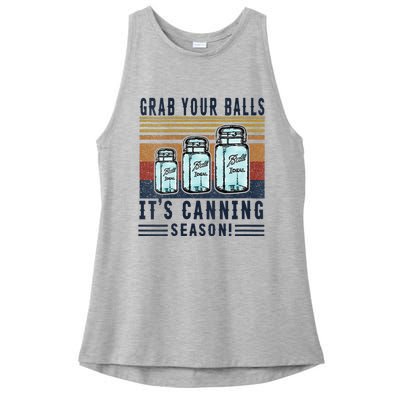 Womens Grab Your Balls Its Canning Season Ladies PosiCharge Tri-Blend Wicking Tank